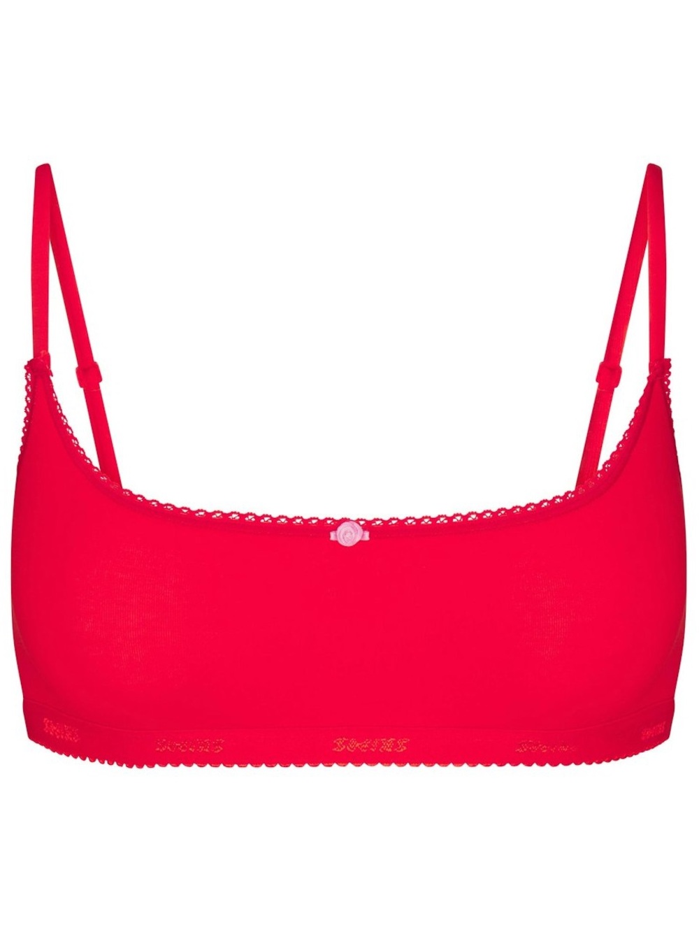 NEW Skims red/ ruby tonal logo picot scoop bralette, size medium
